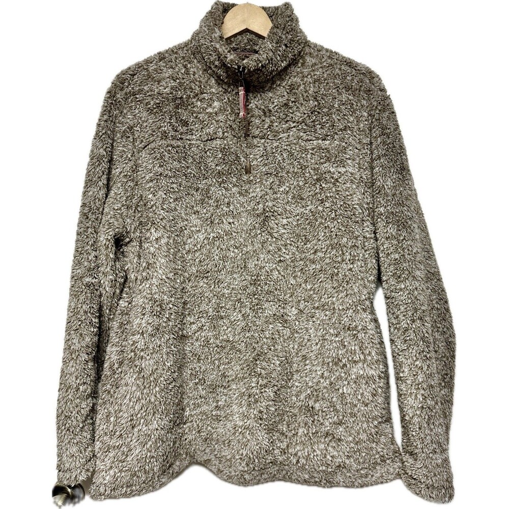 Alpine Sherpa Quarter Zip Brown Western‎ Pullover Sweater Womens Size XL